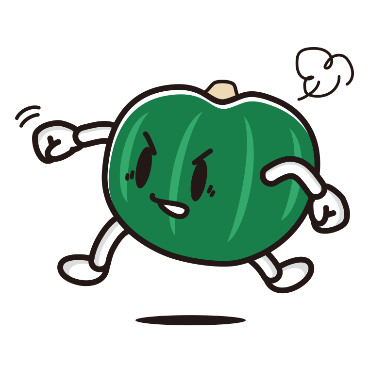 パンチするカボチャちゃんのイラスト【色あり、背景なし】透過PNG