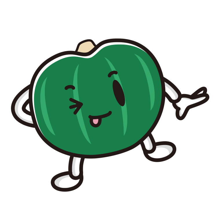 テヘヘなカボチャちゃんのイラスト【色あり、背景なし】透過PNG