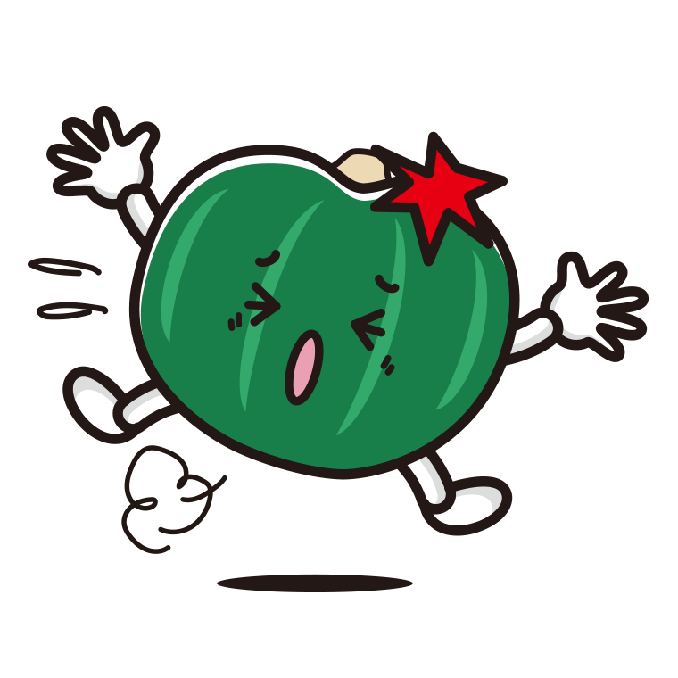 ぶつかるカボチャちゃんのイラスト【色あり、背景なし】透過PNG