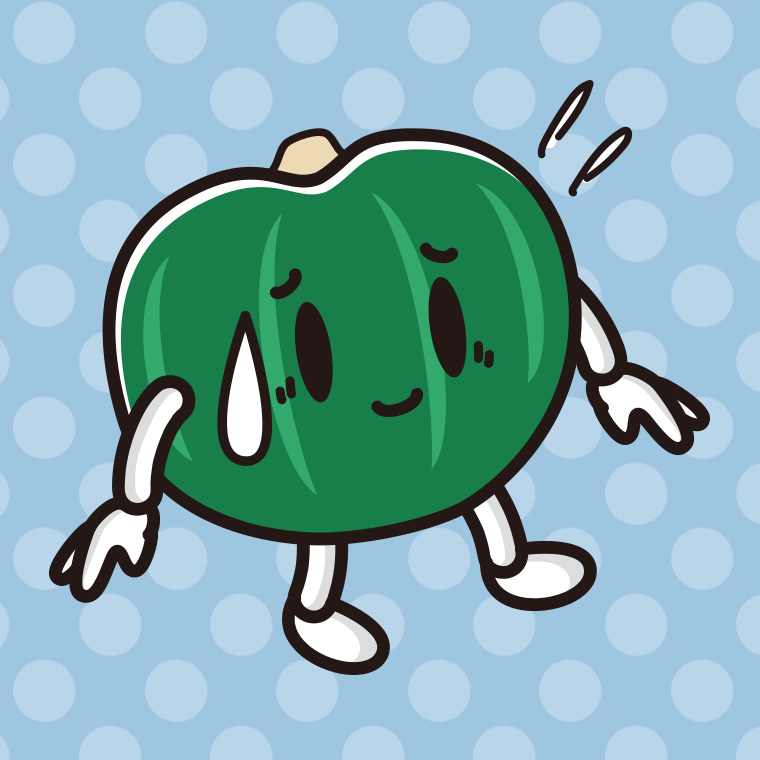 苦笑いするカボチャちゃんのイラスト【色、背景あり】PNG