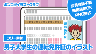 【フリー素材】男子大学生の運転免許証のイラスト