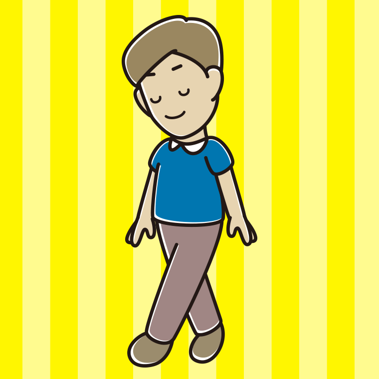 歩きながらお辞儀する男性のイラスト【色、背景あり】PNG