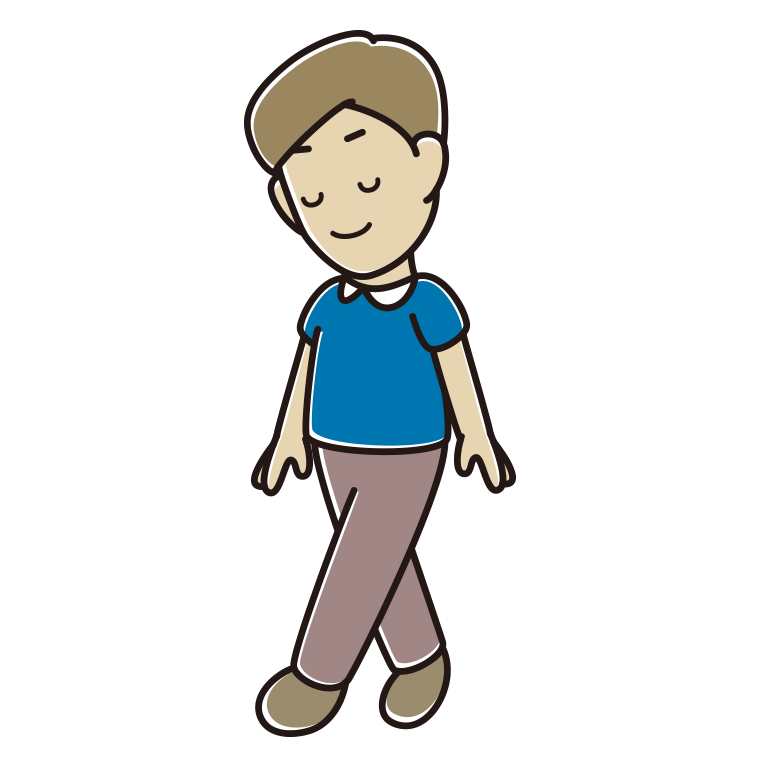 歩きながらお辞儀する男性のイラスト【色あり、背景なし】透過PNG