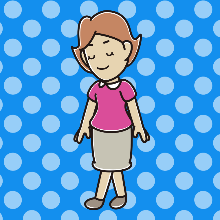 歩きながらお辞儀する女性のイラスト【色、背景あり】PNG