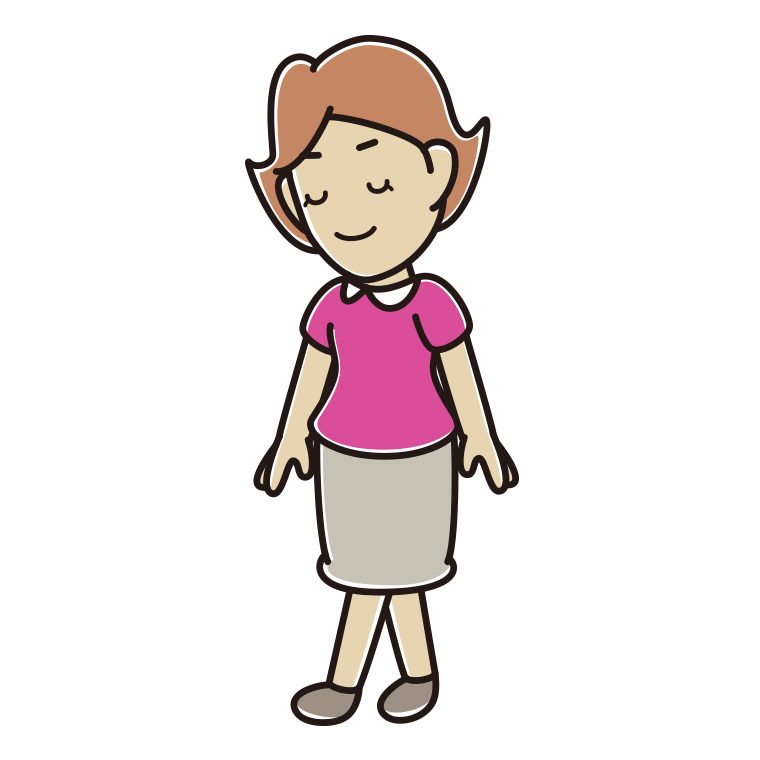 歩きながらお辞儀する女性のイラスト【色あり、背景なし】透過PNG