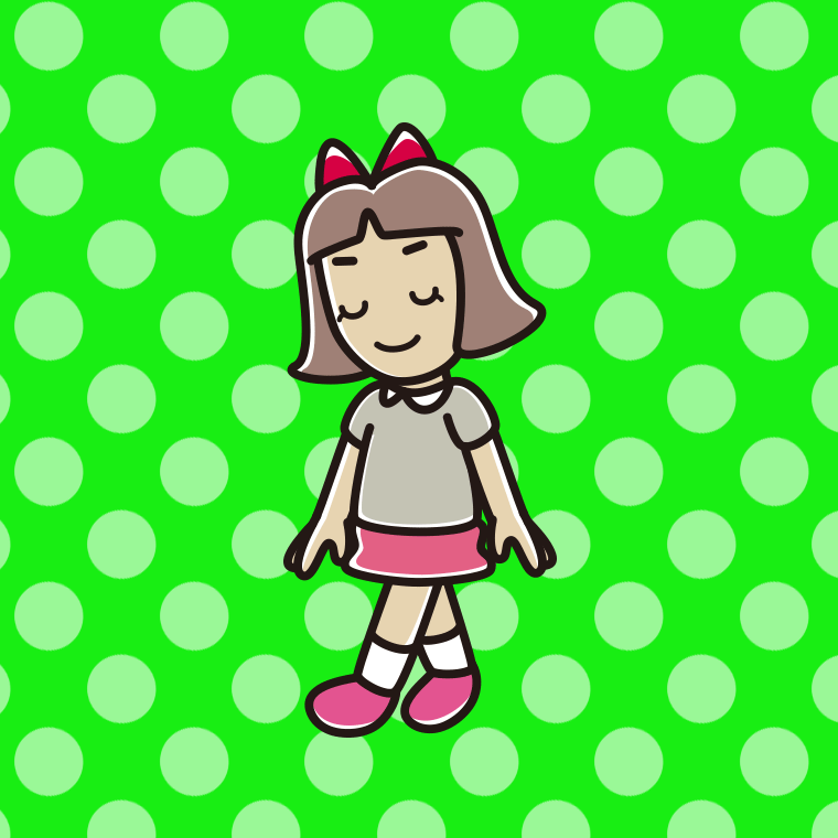 歩きながらお辞儀する小学生女子のイラスト【色、背景あり】PNG