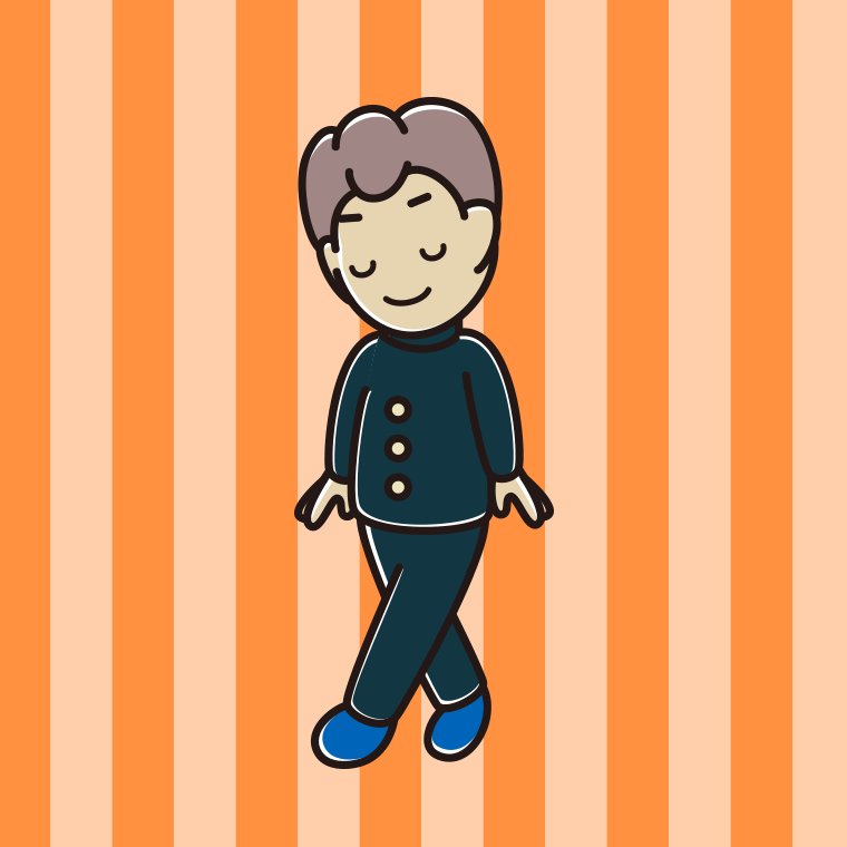 歩きながらお辞儀する男子中学生のイラスト【色、背景あり】PNG