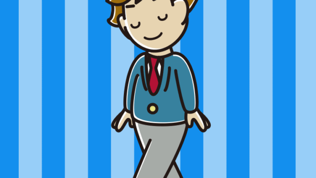 歩きながらお辞儀する男子高校生のイラスト【色、背景あり】PNG