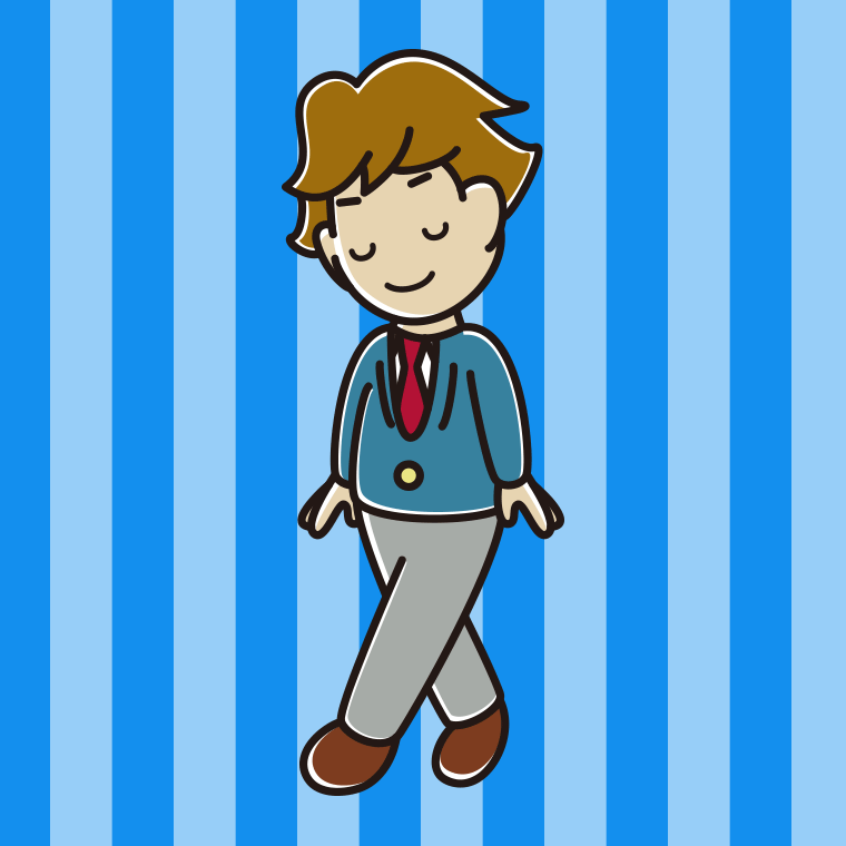 歩きながらお辞儀する男子高校生のイラスト【色、背景あり】PNG