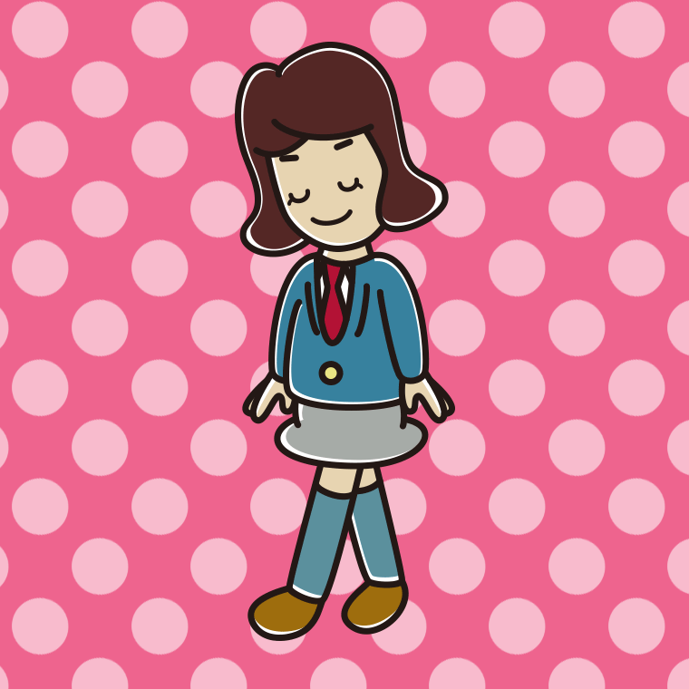 歩きながらお辞儀する女子高校生のイラスト【色、背景あり】PNG