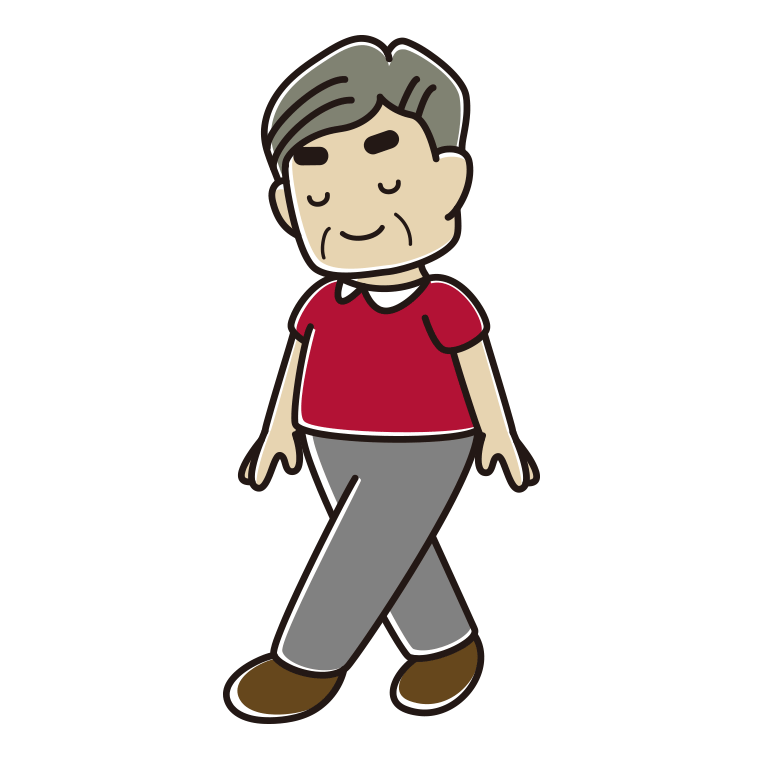 歩きながらお辞儀するおじさんのイラスト【色あり、背景なし】透過PNG