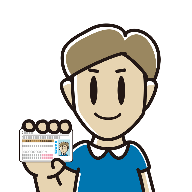 運転免許証を持つ男性のイラスト【色あり、背景なし】透過PNG