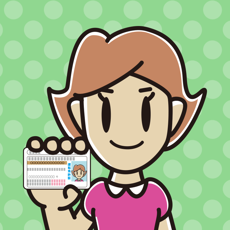 運転免許証を持つ女性のイラスト【色、背景あり】PNG