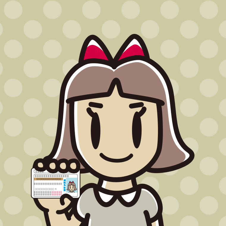 運転免許証を持つ小学生女子のイラスト【色、背景あり】PNG