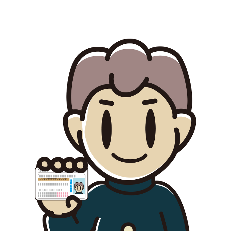 運転免許証を持つ男子中学生のイラスト【色あり、背景なし】透過PNG