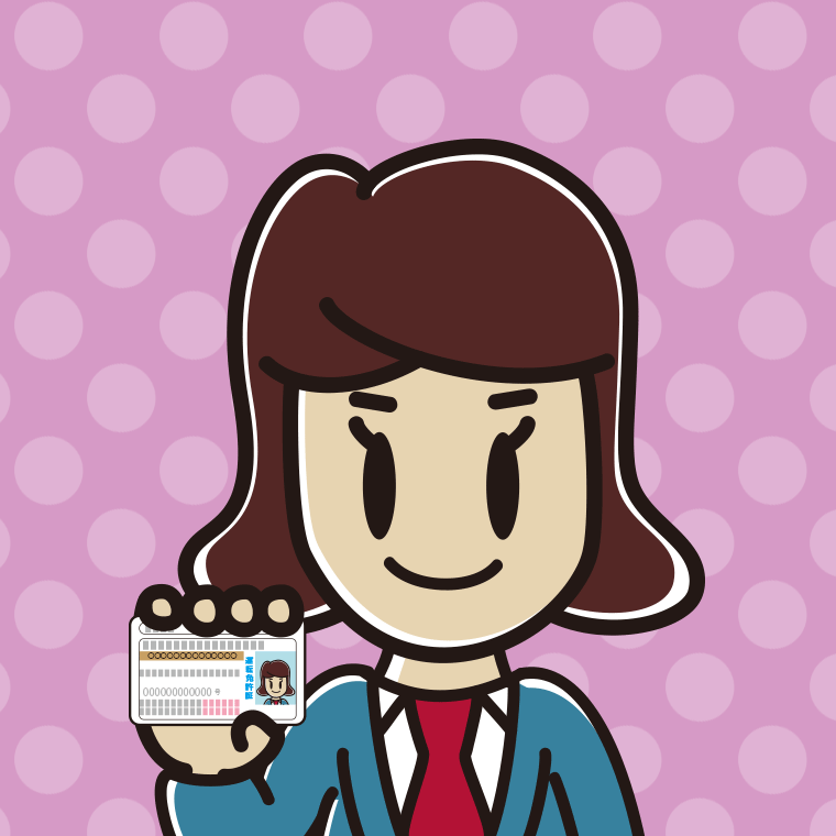 運転免許証を持つ女子高校生のイラスト【色、背景あり】PNG