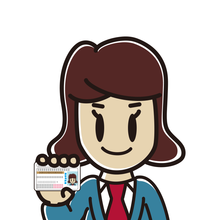 運転免許証を持つ女子高校生のイラスト【色あり、背景なし】透過PNG