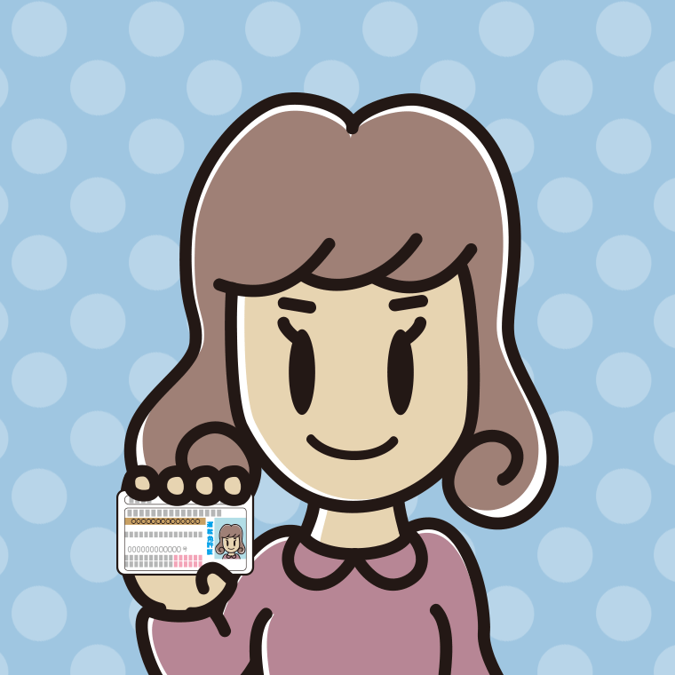 運転免許証を持つ女子大学生のイラスト【色、背景あり】PNG