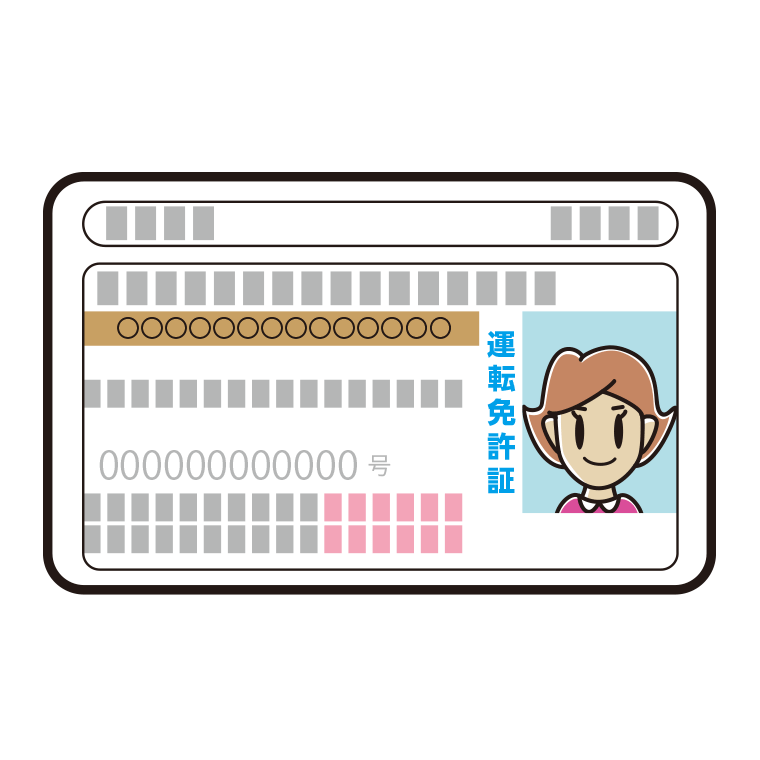 女性の運転免許証のイラスト【色あり、背景なし】透過PNG
