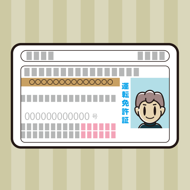 男子中学生の運転免許証のイラスト【色、背景あり】PNG