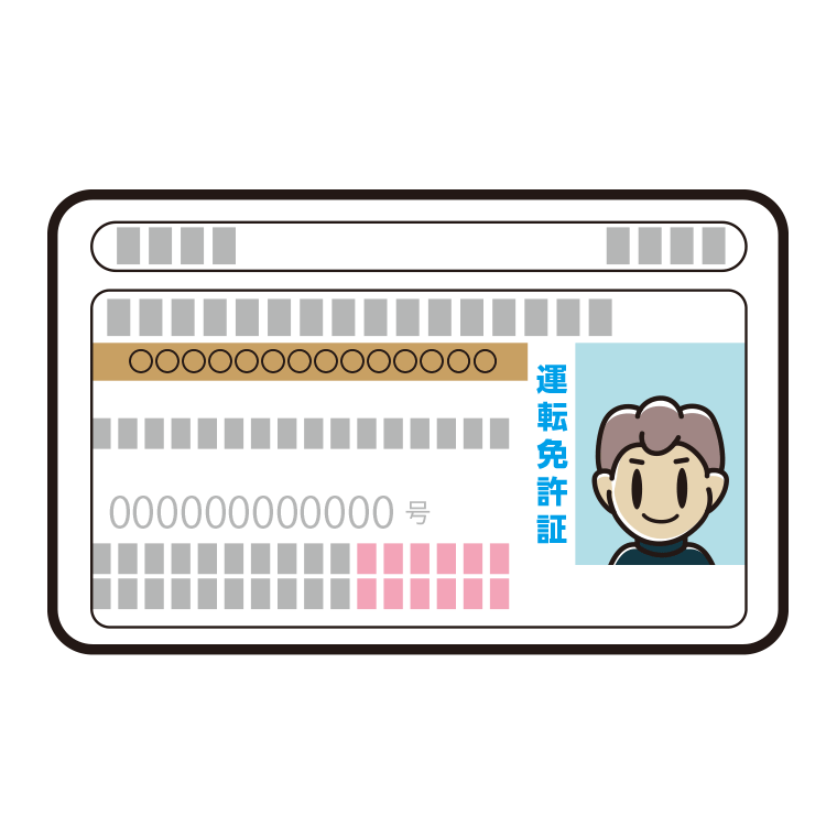 男子中学生の運転免許証のイラスト【色あり、背景なし】透過PNG