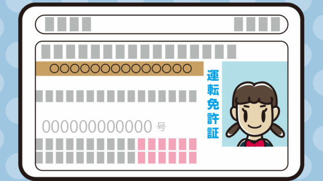 女子中学生の運転免許証のイラスト【色、背景あり】PNG