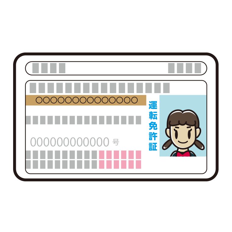 女子中学生の運転免許証のイラスト【色あり、背景なし】透過PNG