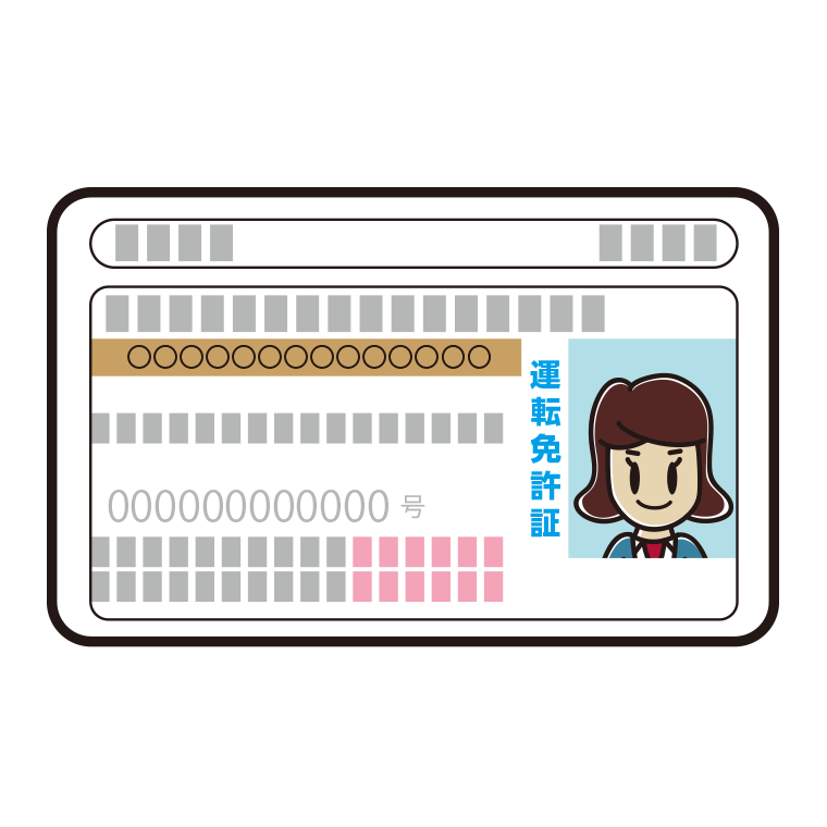 女子高校生の運転免許証のイラスト【色あり、背景なし】透過PNG