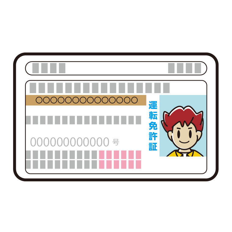 男子大学生の運転免許証のイラスト【色あり、背景なし】透過PNG