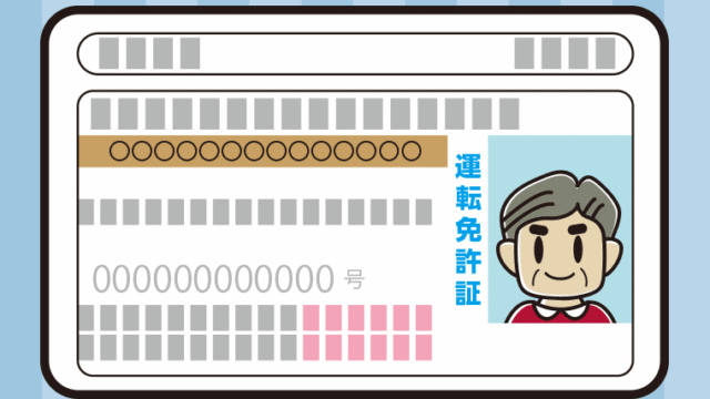 おじさんの運転免許証のイラスト【色、背景あり】PNG