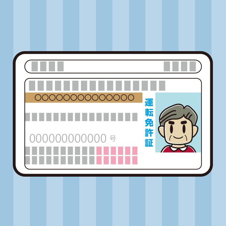 おじさんの運転免許証のイラスト【色、背景あり】PNG