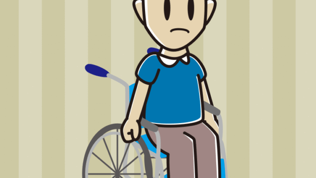 車椅子で怒る男性のイラスト【色、背景あり】PNG