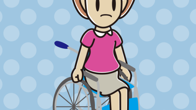 車椅子で怒る女性のイラスト【色、背景あり】PNG