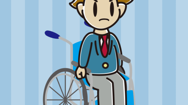 車椅子で怒る男子高校生のイラスト【色、背景あり】PNG