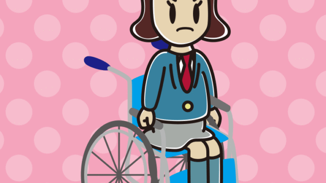 車椅子で怒る女子高校生のイラスト【色、背景あり】PNG
