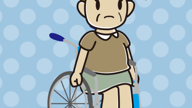 車椅子で怒るおばさんのイラスト【色、背景あり】PNG