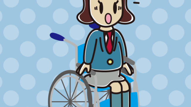 車椅子で驚く女子高校生のイラスト【色、背景あり】PNG