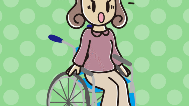 車椅子で驚く女子大学生のイラスト【色、背景あり】PNG