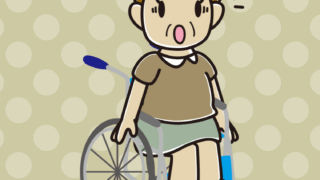 車椅子で驚くおばさんのイラスト【色、背景あり】PNG