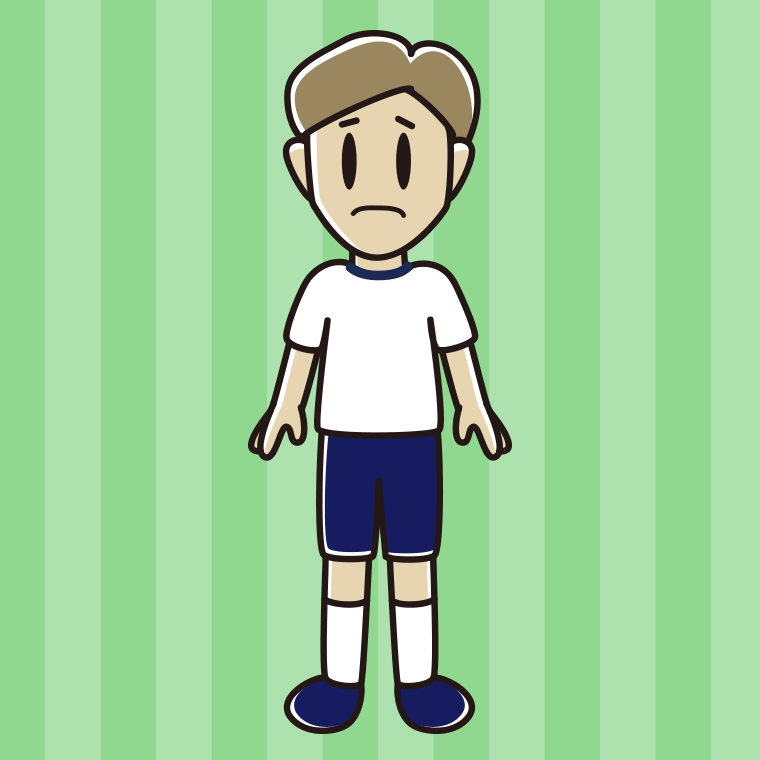 困る体操着姿の男性のイラスト【色、背景あり】PNG