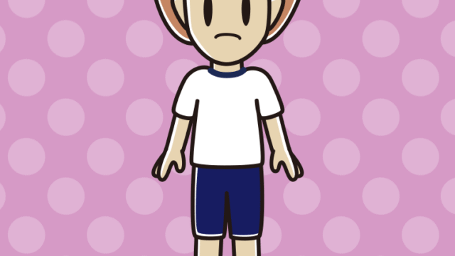 困る体操着姿の女性のイラスト【色、背景あり】PNG