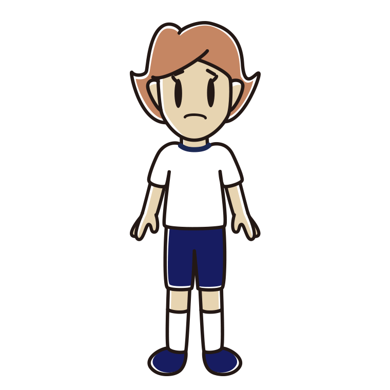 困る体操着姿の女性のイラスト【色あり、背景なし】透過PNG