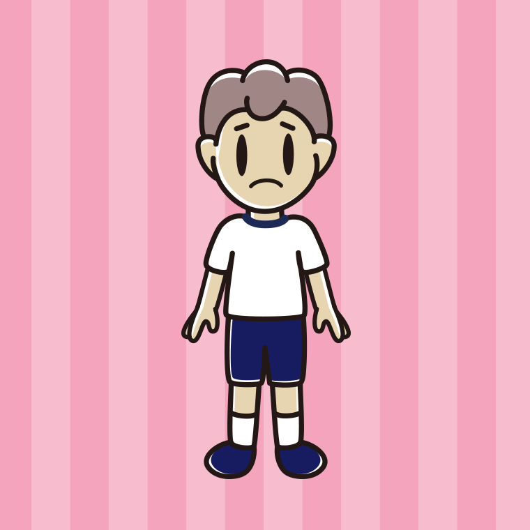困る体操着姿の男子中学生のイラスト【色、背景あり】PNG