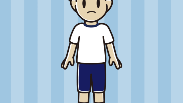 困る体操着姿の男子大学生のイラスト【色、背景あり】PNG