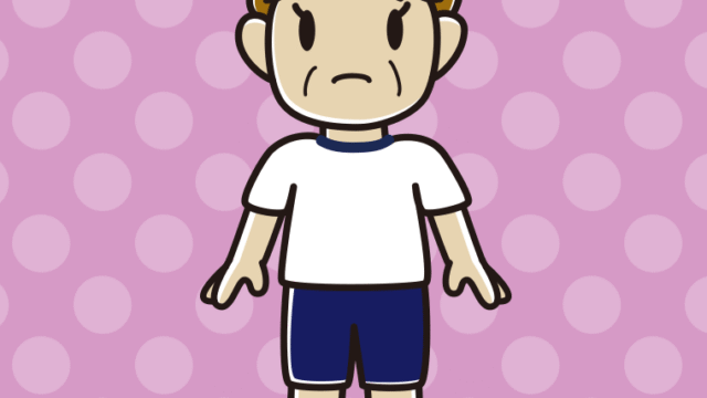 困る体操着姿のおばさんのイラスト【色、背景あり】PNG