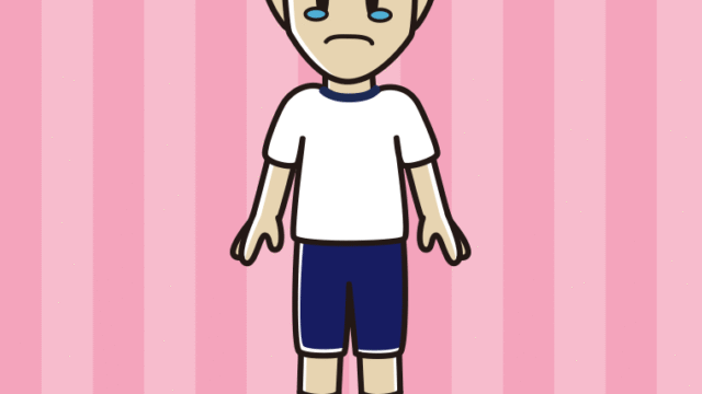泣く体操着姿の男性のイラスト【色、背景あり】PNG