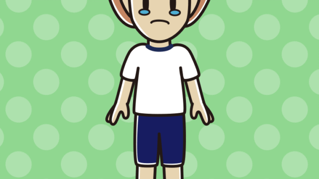 泣く体操着姿の女性のイラスト【色、背景あり】PNG