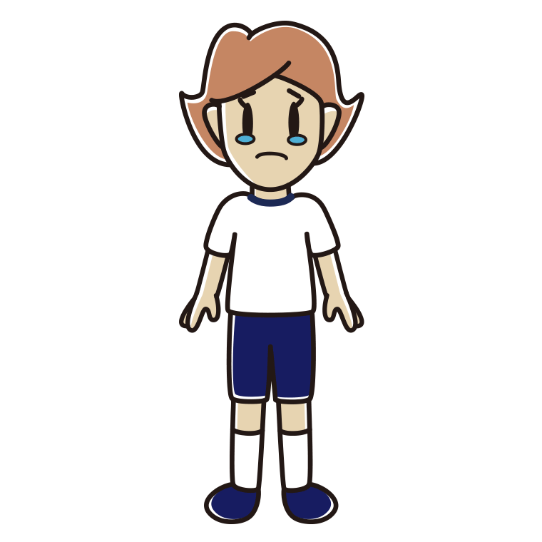 泣く体操着姿の女性のイラスト【色あり、背景なし】透過PNG