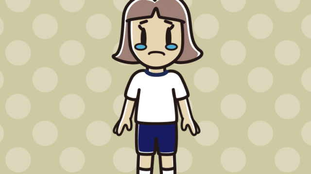 泣く体操着姿の小学生女子のイラスト【色、背景あり】PNG