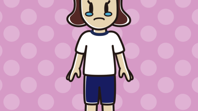 泣く体操着姿の女子高校生のイラスト【色、背景あり】PNG